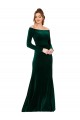 Purchase Long Long Sleeves Off the Shoulder Sheath Stretch Velvet Evening Dress Canada