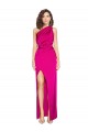 Purchase Long Sleeveless One Shoulder Sheath Silky Satin Fuchsia Sexy Evening Dress Canada