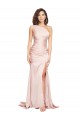Purchase Long Sleeveless One Shoulder Sheath Silky Satin Pink Sexy Evening Dress Canada