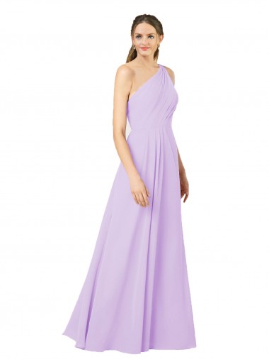 Purchase Long Sleeveless One Shoulder Sheath Soft Chiffon Lilac Evening Dress Canada