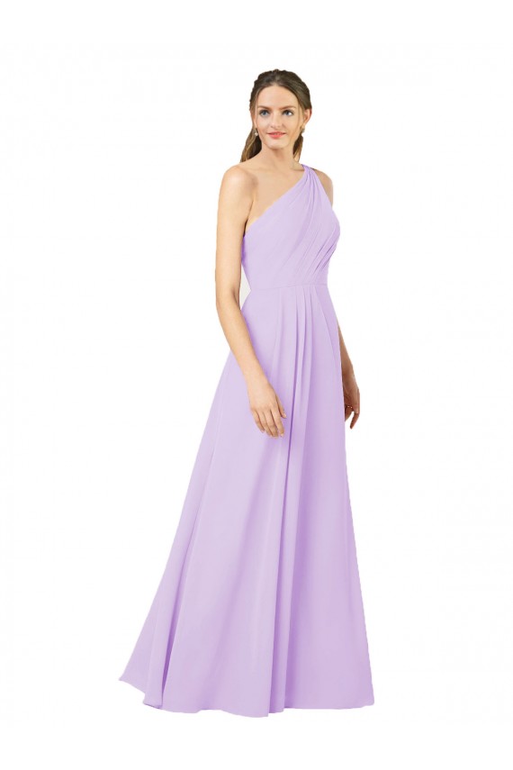 Purchase Long Sleeveless One Shoulder Sheath Soft Chiffon Lilac Evening Dress Canada