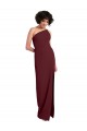 Purchase Long Sleeveless One Shoulder Sheath Stretch Crepe Burgundy Gold Evening Dress Canada