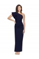 Purchase Long Sleeveless One Shoulder Sheath Stretch Crepe Dark Navy Evening Dress Canada