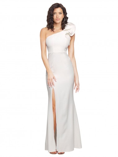Purchase Long Sleeveless One Shoulder Sheath Stretch Crepe Evening Gown Canada