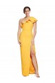 Purchase Long Sleeveless One Shoulder Sheath Stretch Crepe Saffron Evening Dress Canada
