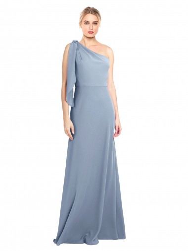 Purchase Long Flutter Sleeves One Shoulder Sheath Stretch Crepe Evening Dress Canada