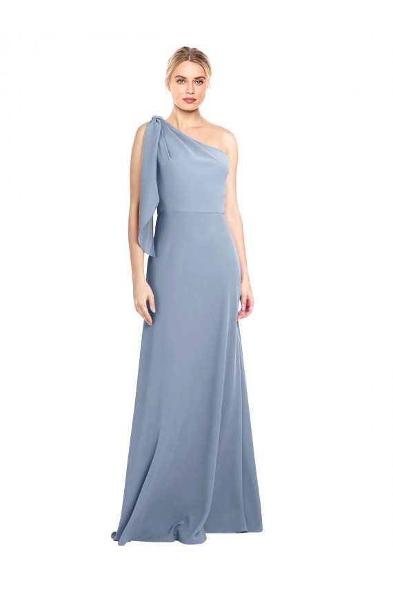 Purchase Long Flutter Sleeves One Shoulder Sheath Stretch Crepe Evening Dress Canada
