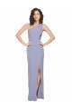 Purchase Long Sleeveless One Shoulder Sheath Stretch Crepe Smoke Blue Evening Dress Canada