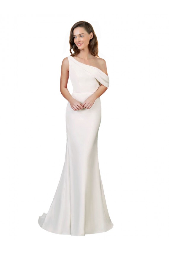 Purchase Sweep Train Sleeveless One Shoulder Sheath Stretch Crepe Evening Dress Canada