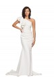 Purchase Sweep Train Sleeveless One Shoulder Sheath Stretch Crepe Ivory Semi Formal Evening Dress Canada