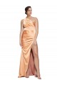 Purchase Long Sleeveless One Shoulder Sheath Stretch Satin Light Copper Evening Dress Canada