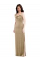 Purchase Long Sleeveless One Shoulder Sheath Stretch Velvet Champagne Maxi Evening Dress Canada