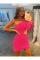 Purchase Short Long Sleeves One Shoulder Sheath Velvet Sequin Evening Dress Canada