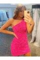 Purchase Short Sleeveless One Shoulder Sheath Velvet Sequin Homecoming Gown Canada