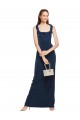 Purchase Long Sleeveless Scoop Neck Sheath Stretch Crepe Dark Navy Evening Dress Canada