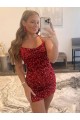 Purchase Short Sleeveless Spaghetti Straps Sheath Velvet Sequin Short Homecoming Dress Canada
