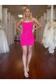 Purchase Short Sleeveless Spaghetti Straps Sheath Velvet Sequin Short Evening Dress Canada
