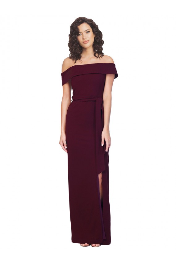 Purchase Long Sleeveless Off the Shoulder Sheath Stretch Crepe Evening Dress Canada