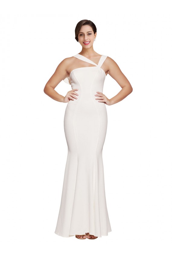 Purchase Long Sleeveless Square Neck Sheath Crepe Evening Dress Canada