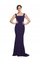 Purchase Sweep Train Sleeveless Square Neck Sheath Stretch Crepe Dark Navy Semi Formal Evening Dress Canada