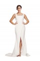 Purchase Sweep Train Sleeveless Square Neck Sheath Stretch Crepe Low Back Semi Formal Evening Dress Canada