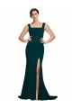 Purchase Sweep Train Sleeveless Square Neck Sheath Stretch Crepe Midnight Green Semi Formal Evening Dress Canada