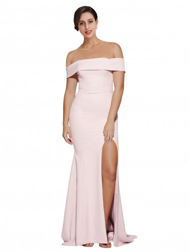 Purchase Sweep Train Sleeveless Square Neck Sheath Stretch Crepe Bridal Party Dress Canada
