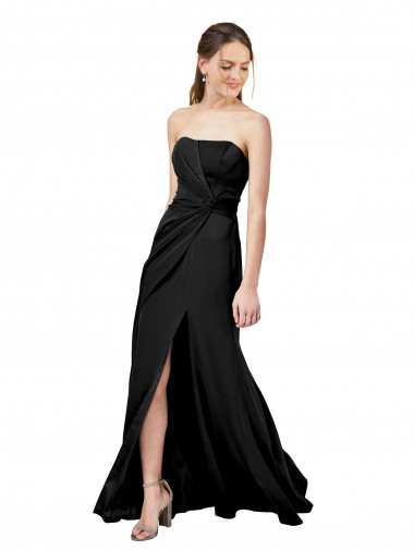 Purchase Long Sleeveless Strapless Sheath Stretch Crepe Evening Dress Canada