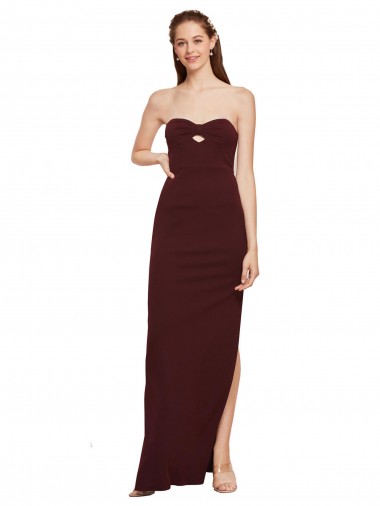 Purchase Long Sleeveless Strapless Sheath Stretch Crepe Evening Dresses Canada