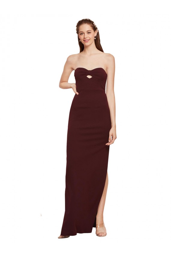 Purchase Long Sleeveless Strapless Sheath Stretch Crepe Evening Dresses Canada