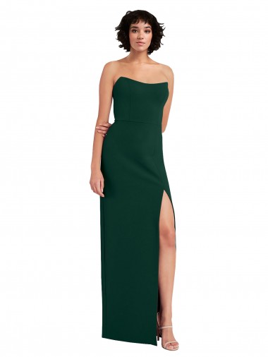Purchase Long Sleeveless Scoop Neck Sheath Stretch Crepe Midnight Green Evening Dress Canada
