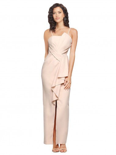 Purchase Long Sleeveless Strapless Sheath Stretch Crepe Semi Formal Evening Dress Canada