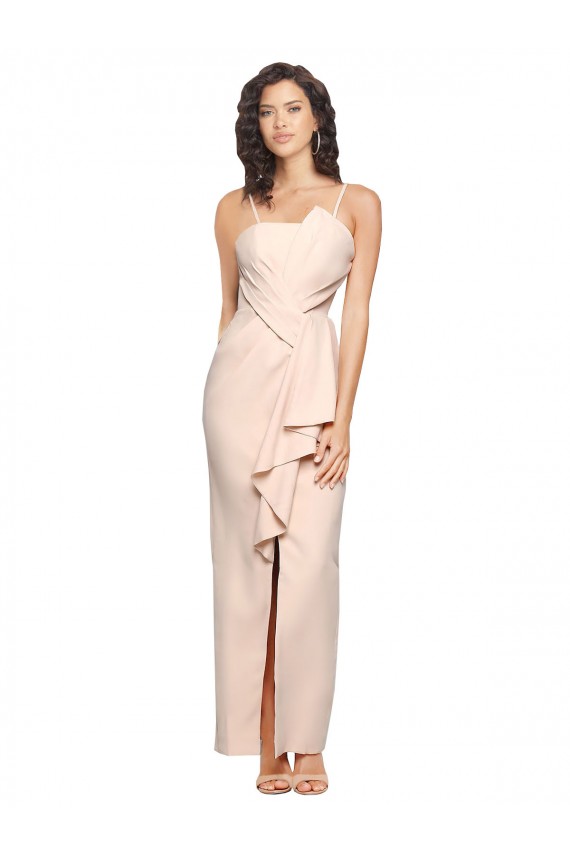 Purchase Long Sleeveless Strapless Sheath Stretch Crepe Semi Formal Evening Dress Canada