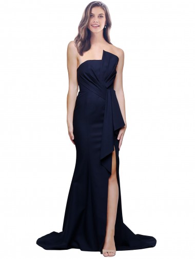 Purchase Sweep Train Sleeveless Strapless Sheath Stretch Crepe Formal Evening Dress Canada