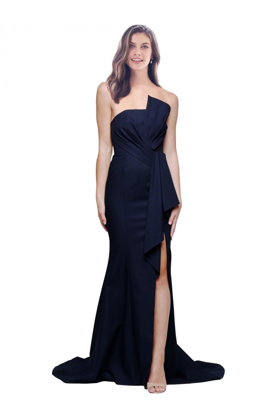 Purchase Sweep Train Sleeveless Strapless Sheath Stretch Crepe Formal Evening Dress Canada