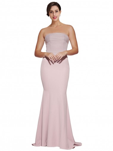 Purchase Sweep Train Sleeveless Strapless Sheath Stretch Crepe Evening Dress Canada
