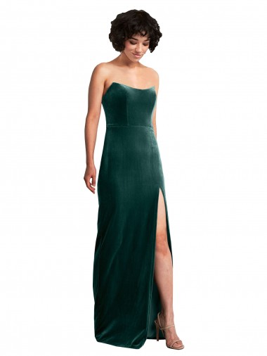 Purchase Long Sleeveless Strapless Sheath Stretch Velvet Sexy Evening Dress Canada