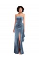 Purchase Long Sleeveless Strapless Sheath Stretch Velvet Maxi Evening Dress Canada