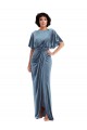 Purchase Long Flutter Sleeves Sheath Stretch Velvet Maxi Evening Dress Canada