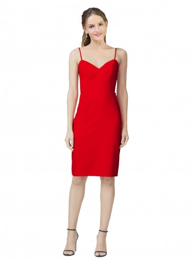 Purchase Cocktail Length Sleeveless Sweetheart Sheath Stretch Crepe Evening Dress Canada