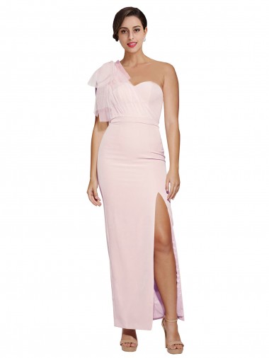 Purchase Long Sleeveless One Shoulder Sheath Stretch Crepe Evening Dresses Canada