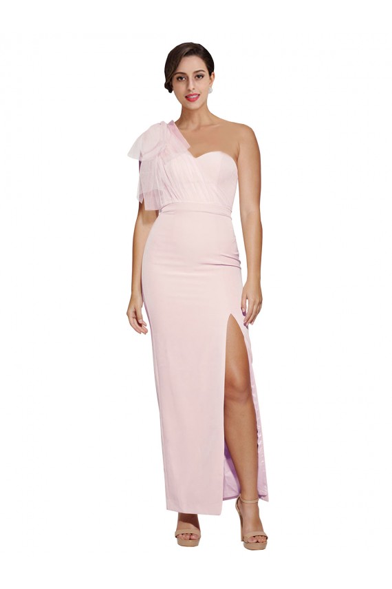 Purchase Long Sleeveless One Shoulder Sheath Stretch Crepe Evening Dresses Canada