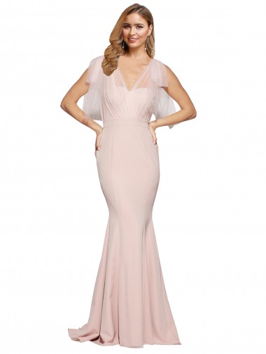 Purchase Long Sleeveless Sweetheart Sheath Stretch Crepe & Tulle Mauve Evening Dress Canada