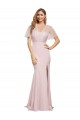Purchase Long Short Sleeves One Shoulder Sheath Stretch Crepe & Tulle Evening Dress Canada