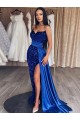 Purchase Long Sweep Train Sleeveless Sweetheart Sheath Velvet Sequin Evening Dress Canada
