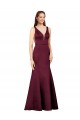 Purchase Long Sleeveless V-Neck Sheath Satin Burgundy Evening Dress Canada