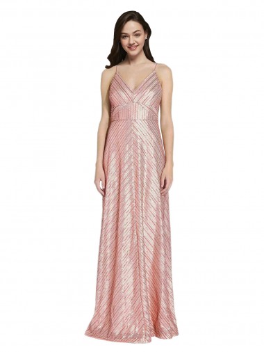Purchase Long Sleeveless V-Neck Sheath Sequin Rose Gold Evening Dress Canada