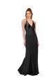 Purchase Long Sleeveless V-Neck Sheath Silky Satin Black Evening Dress Canada