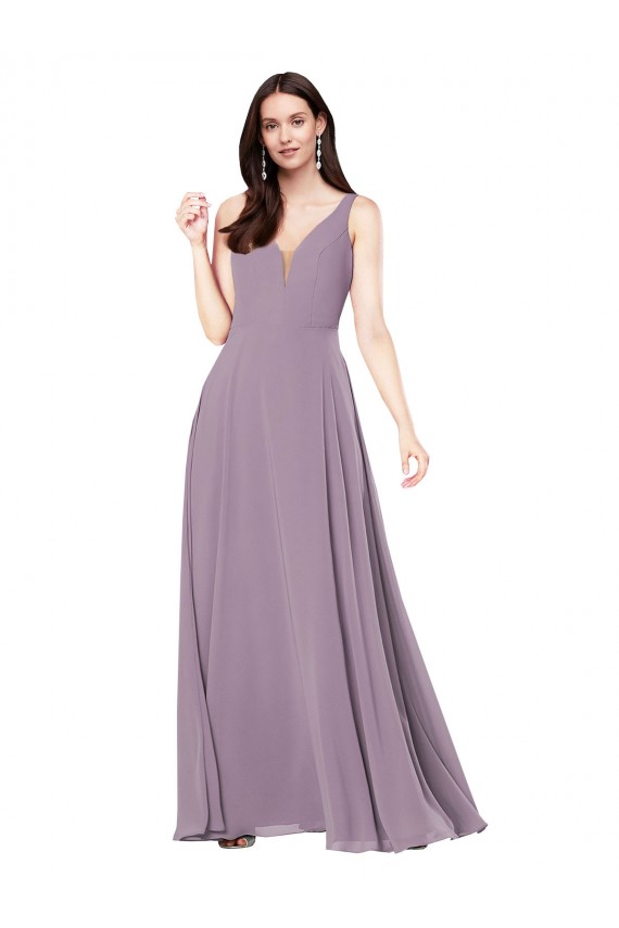Purchase Long Sleeveless V-Neck Sheath Soft Chiffon Sexy Evening Dress Canada
