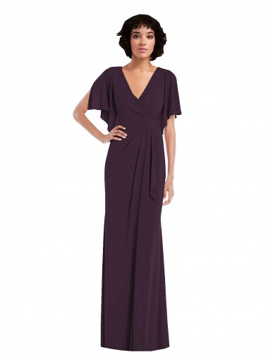 Purchase Long Split Sleeves V-Neck Sheath Spandex Maxi Evening Dress Canada